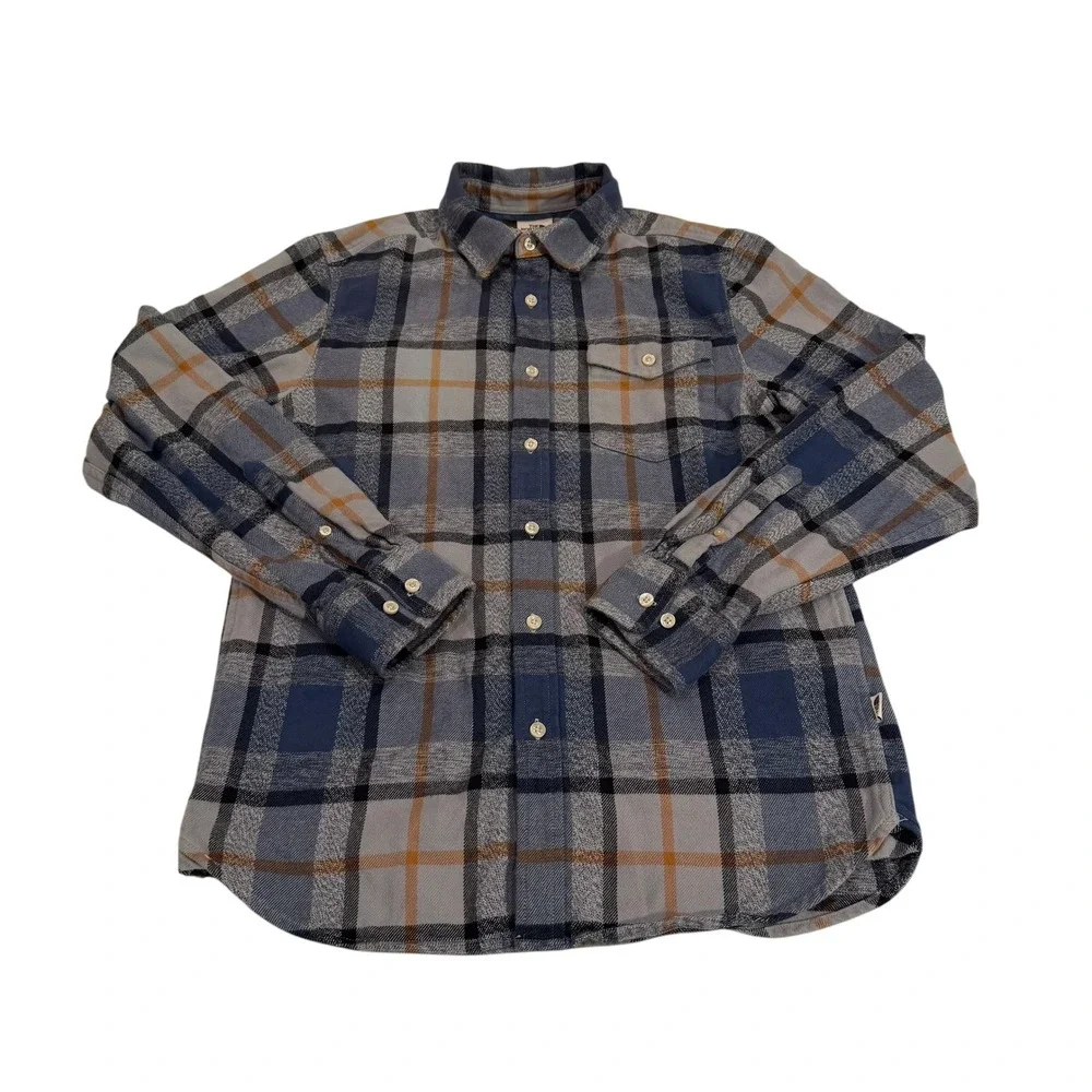 The North Face Mens Plaid Flannel‎ Long Sleeve Button Down Shirt Blue Grey Small